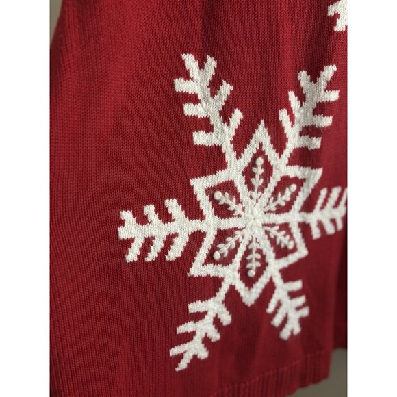 Vintage Quacker Factory Sweater Womens 1X Red Snowflake Christmas Ramie Cotton - Picture 4 of 9